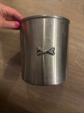 Stainless Steel Dog Treat Canister - Silver